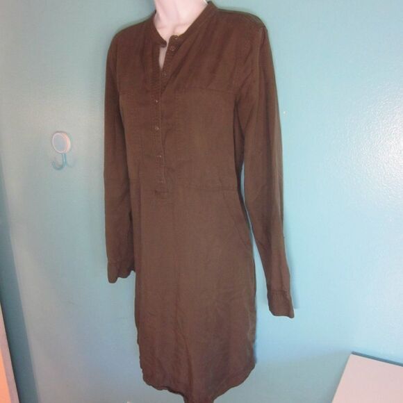 LOFT Lou & Gray Dark Green Tencel Pullover Shirtdress Size Large  42 -40 -44 - Picture 1 of 10